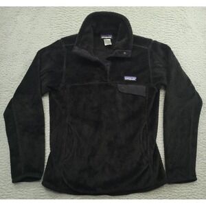 Patagonia Synchilla 1/4 Snap Women's XS Pullover Sweater Black Patch Pocket